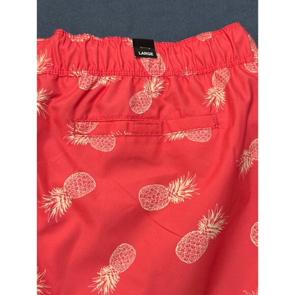 NWT US Apparel Swim Trunks Men’s LG Drawstring Coral Pineapple Pattern - Picture 9 of 9